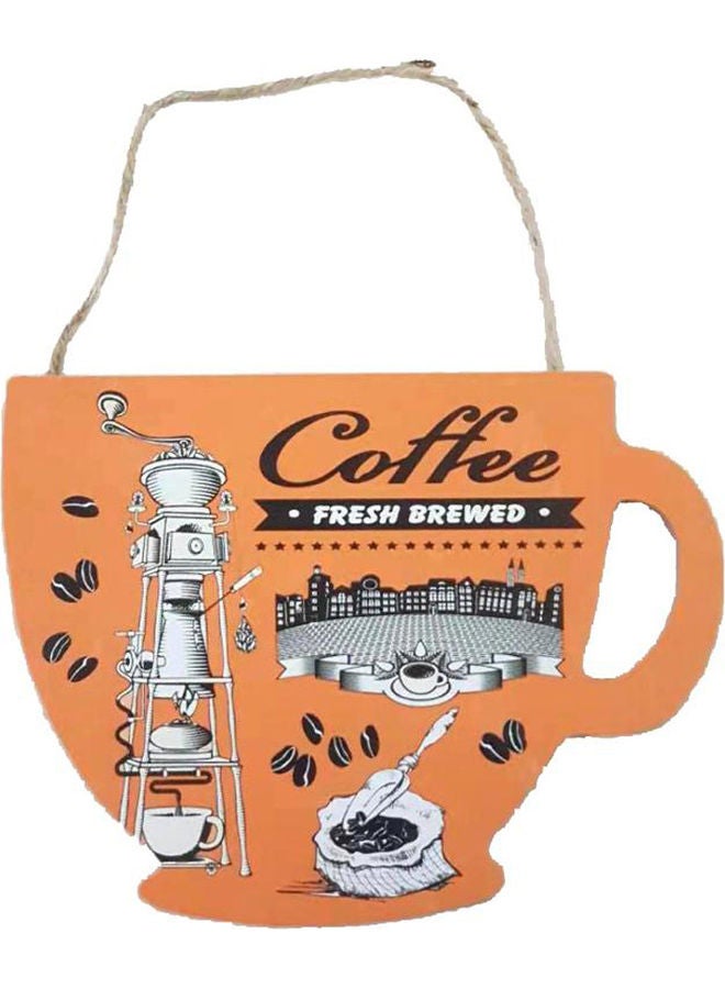 Cup Shaped Coffee Printed Wall Hanging Plaque Multicolour - Image 1
