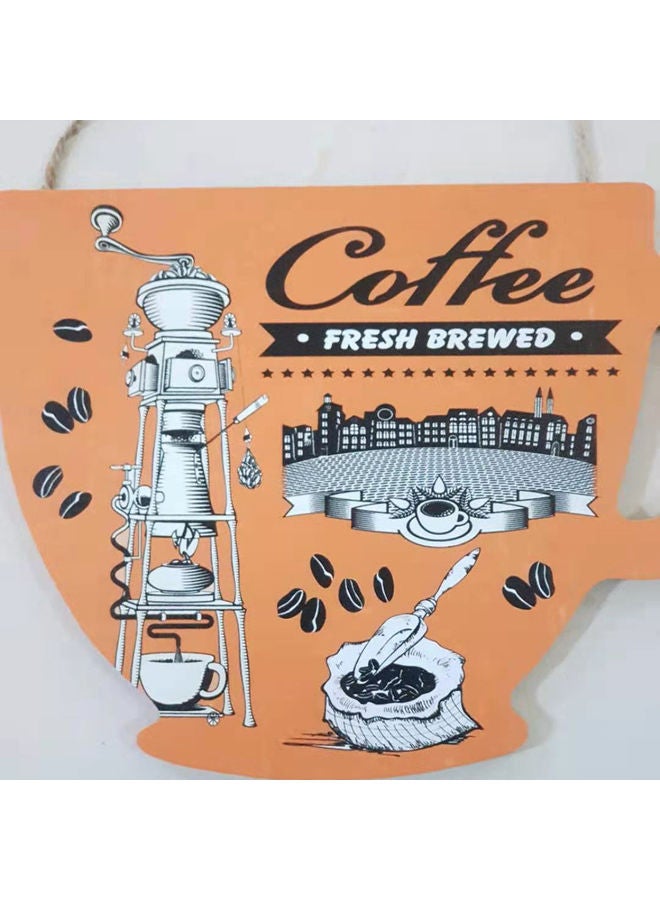 Cup Shaped Coffee Printed Wall Hanging Plaque Multicolour - Image 2