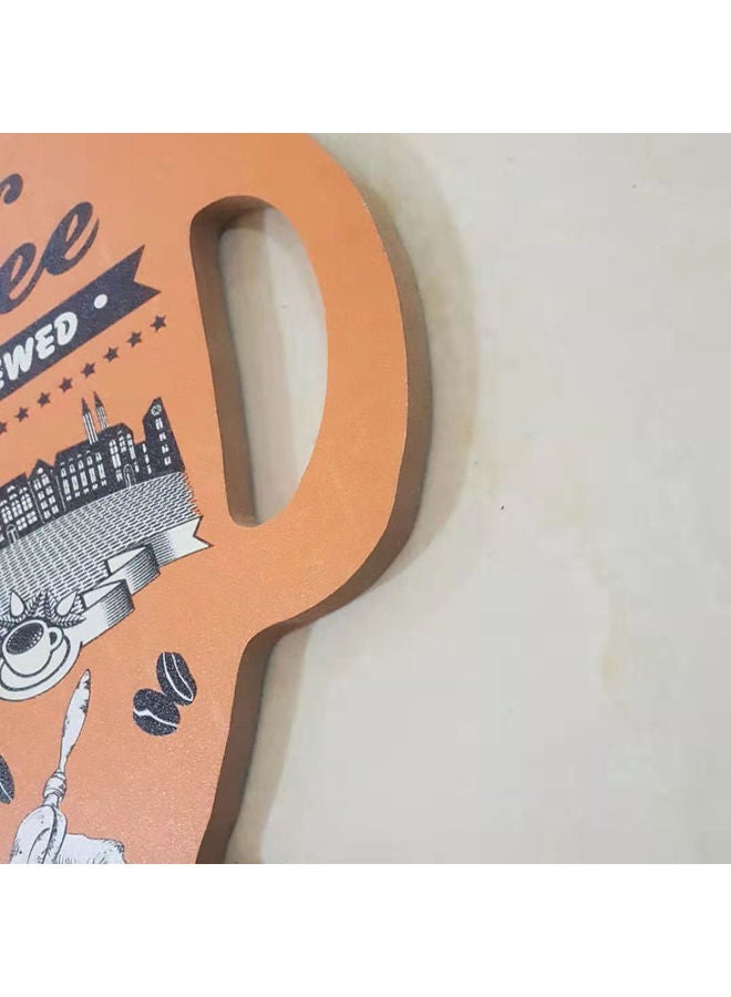 Cup Shaped Coffee Printed Wall Hanging Plaque Multicolour - Image 3