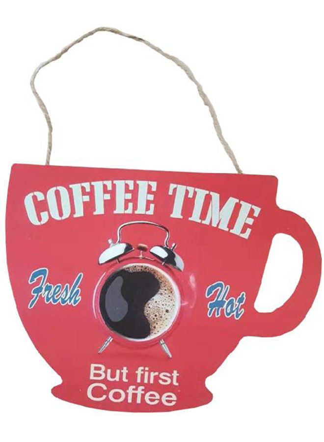 Cup Shaped Coffee Printed Wall Hanging Plaque Multicolour - Image 1