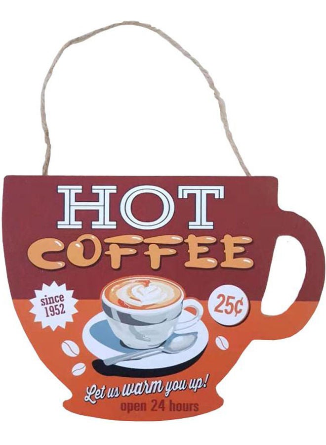 Cup Shaped Coffee Printed Wall Hanging Plaque Multicolour - Image 1