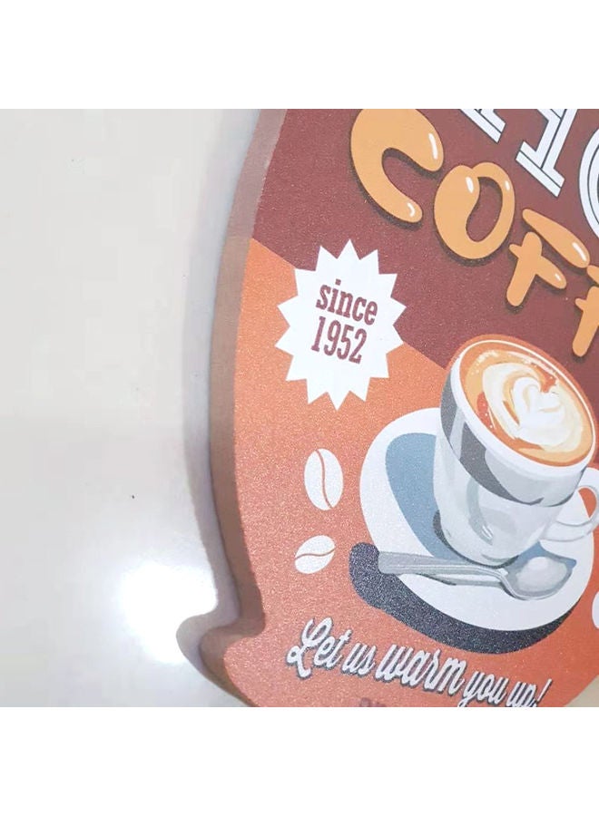 Cup Shaped Coffee Printed Wall Hanging Plaque Multicolour - Image 2