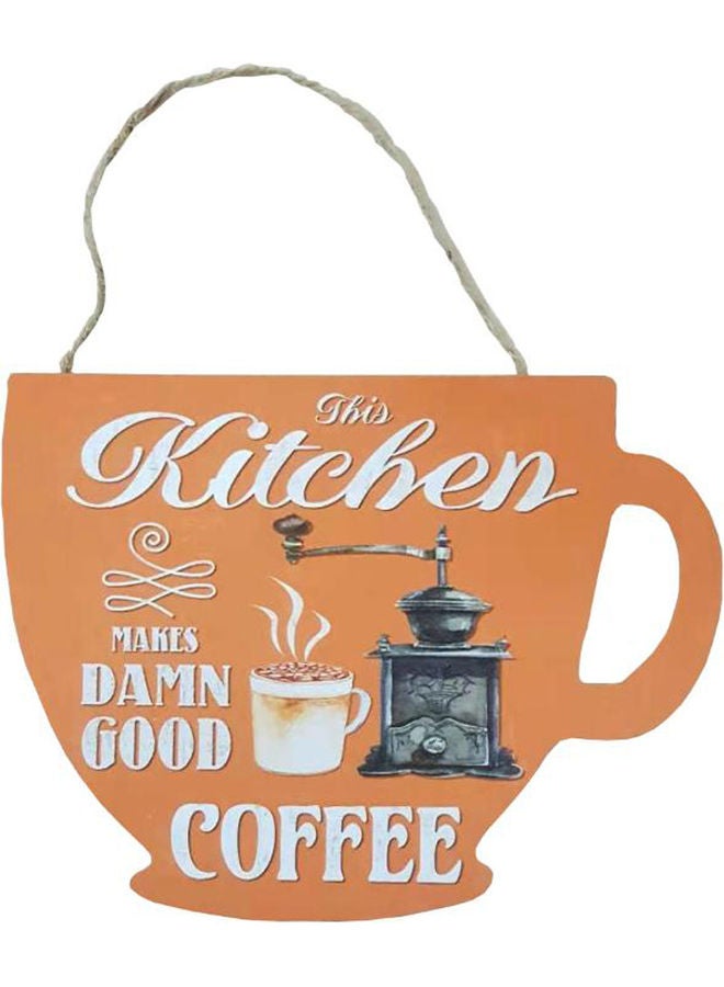 Cup Shaped Coffee Printed Wall Hanging Plaque Multicolour - Image 1
