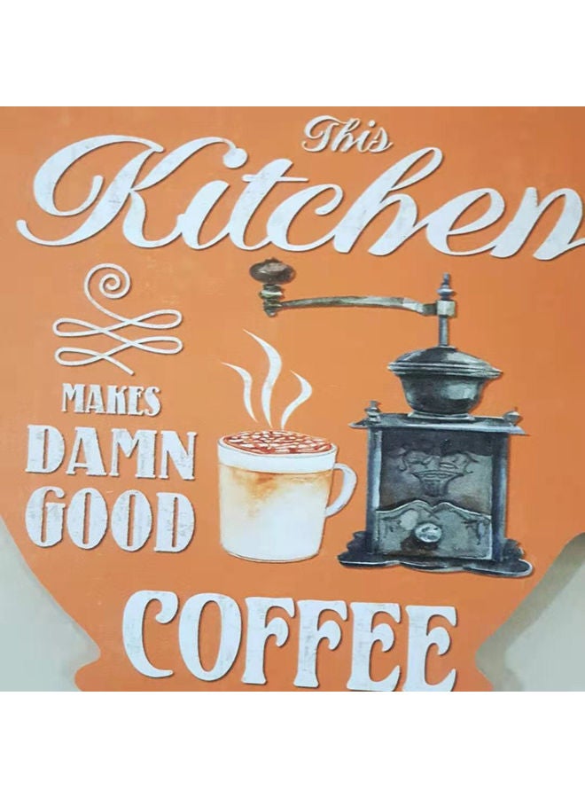 Cup Shaped Coffee Printed Wall Hanging Plaque Multicolour - Image 2