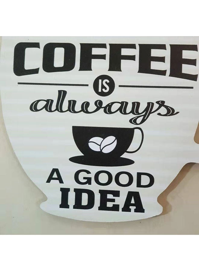 Cup Shaped Coffee Printed Wall Hanging Plaque White/Black - Image 2