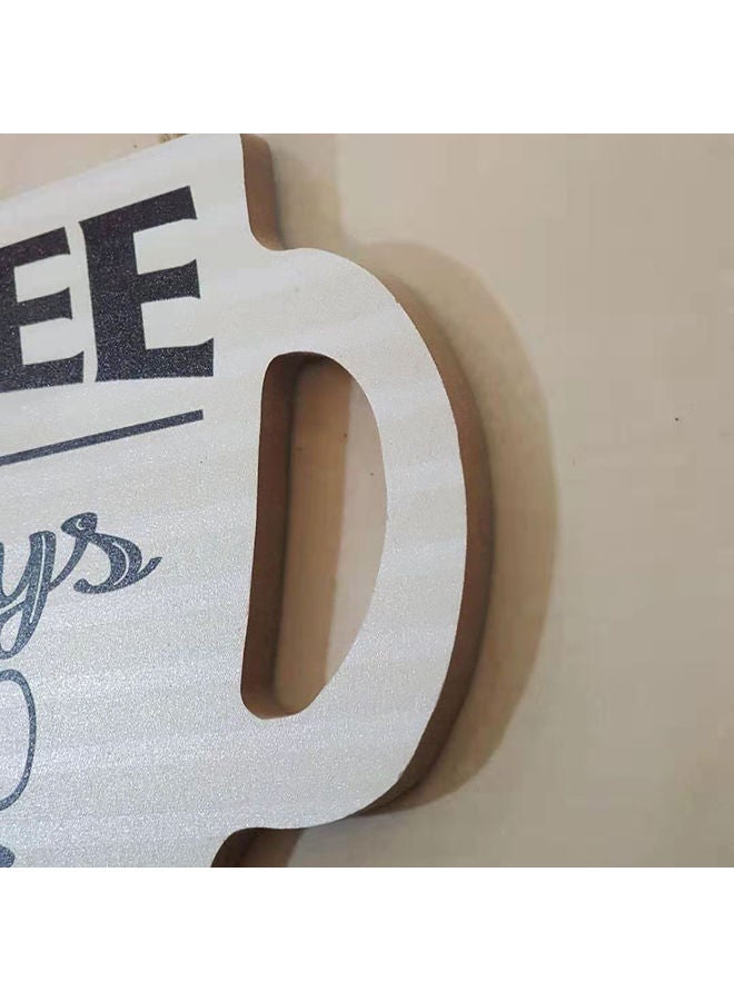 Cup Shaped Coffee Printed Wall Hanging Plaque White/Black - Image 3