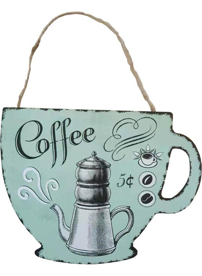Cup Shaped Coffee Printed Wall Hanging Plaque Multicolour - Image 1