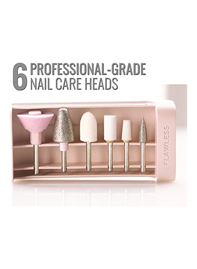 فينيشنج تاتش طقم مبرد أظافر إلكتروني احترافي وأداوات لأظافر اليدين والقدمين كاملة مكون من 6 قطع . وردي/ فضي/ أبيض . 7.5 X 3.5 X 2.5بوصة - Image 1