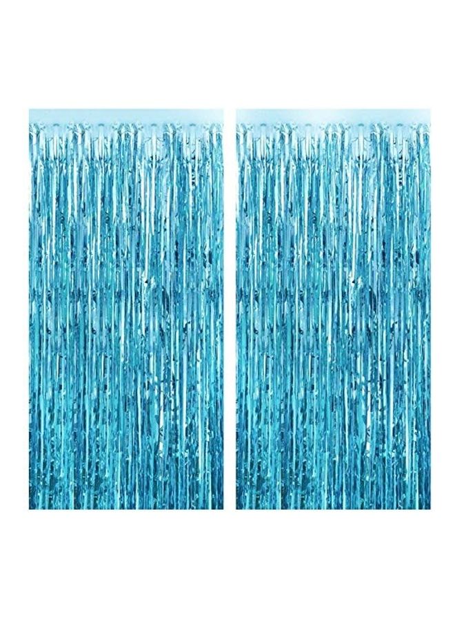 FECEDY 2-Piece Metallic Tinsel Foil Fringe Curtains Photo Booth Props - Image 1