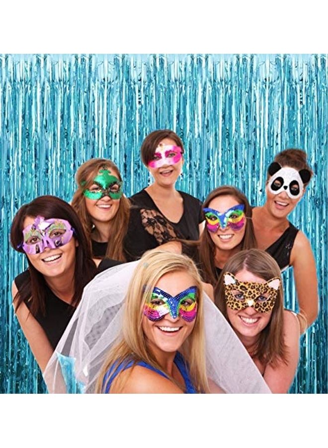 FECEDY 2-Piece Metallic Tinsel Foil Fringe Curtains Photo Booth Props - Image 4