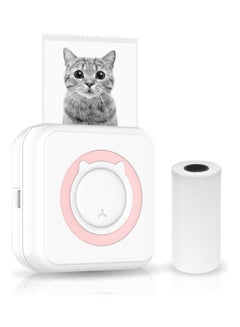 Generic 203dpi Portable Mini Photo Printer with 1 Roll Paper Pink  - Image 1