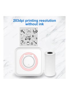 Generic 203dpi Portable Mini Photo Printer with 1 Roll Paper Pink  - Image 4