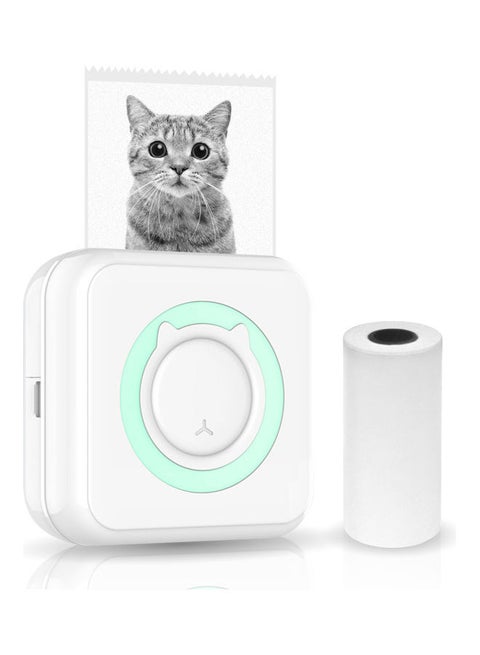 203dpi Portable Mini Photo Printer with 1 Roll Paper Blue