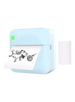 Generic 203dpi Portable Pocket Thermal Printer with 1 Roll Paper Light Blue  - Image 1
