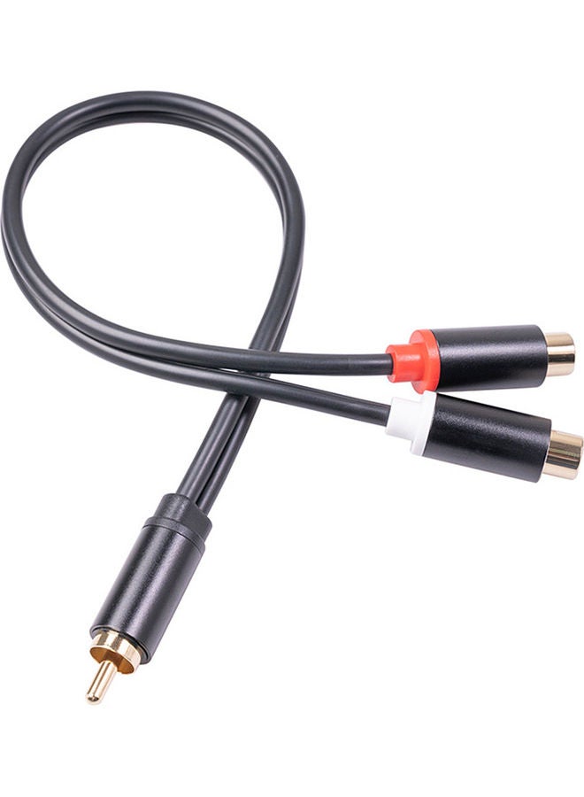 0.3m RCA 1 Male to 2 Female Stereo Audio Cable Black - Image 1