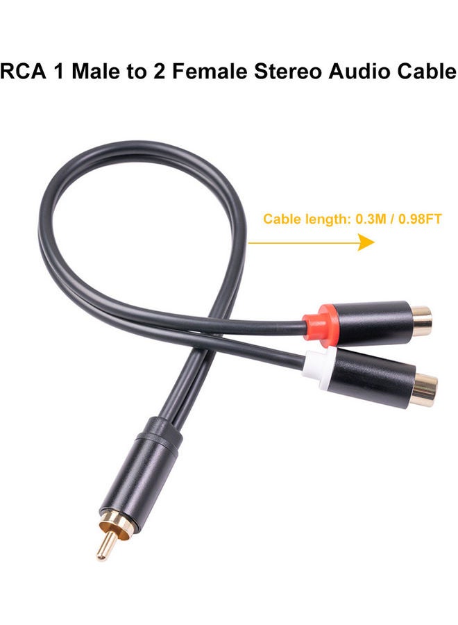 0.3m RCA 1 Male to 2 Female Stereo Audio Cable Black - Image 5
