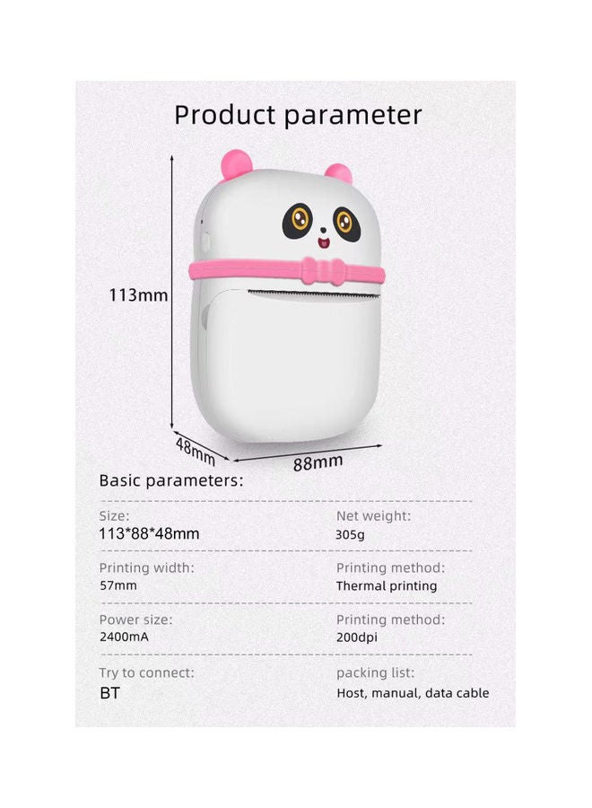 Generic Portable Pocket Mini Thermal Printer with 1 Roll Paper Pink  - Image 5