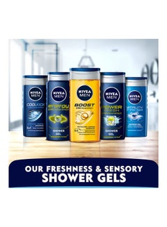 Nivea MEN Cool Kick Shower Gel 3in1, 24h Fresh Effect, Masculine Scent, Blue 250ml  - Image 4