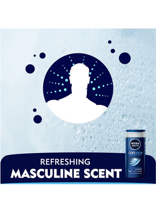 Nivea - MEN Cool Kick Shower Gel 3in1, 24h Fresh Effect, Masculine Scent, Blue 250ml - Image 1