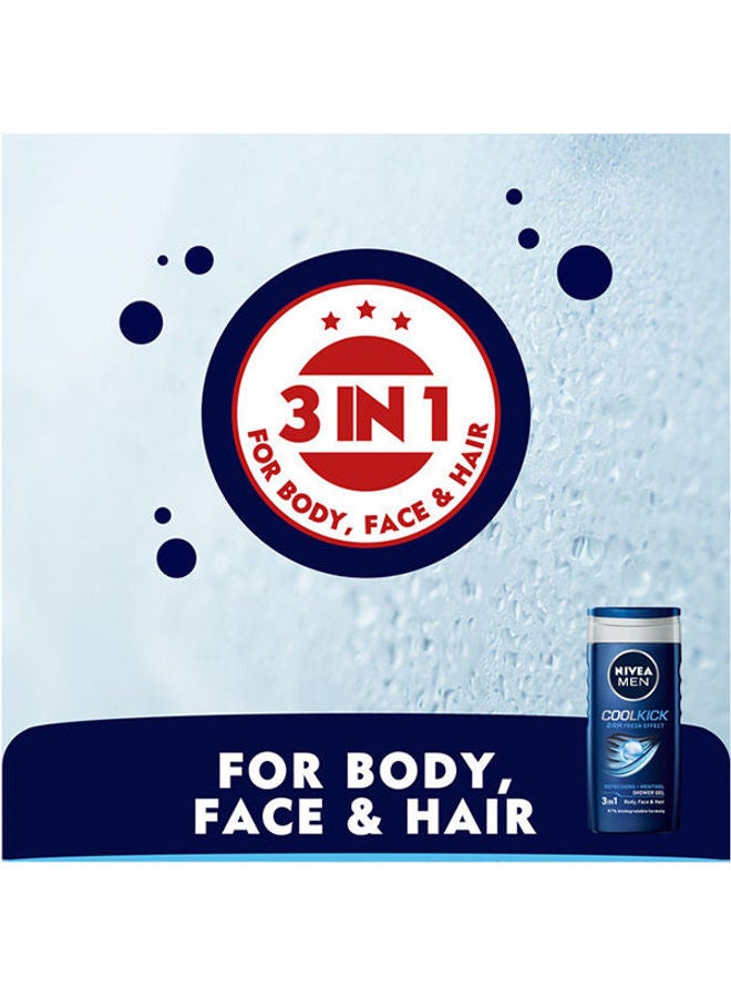 Nivea - MEN Cool Kick Shower Gel 3in1, 24h Fresh Effect, Masculine Scent, Blue 250ml - Image 1
