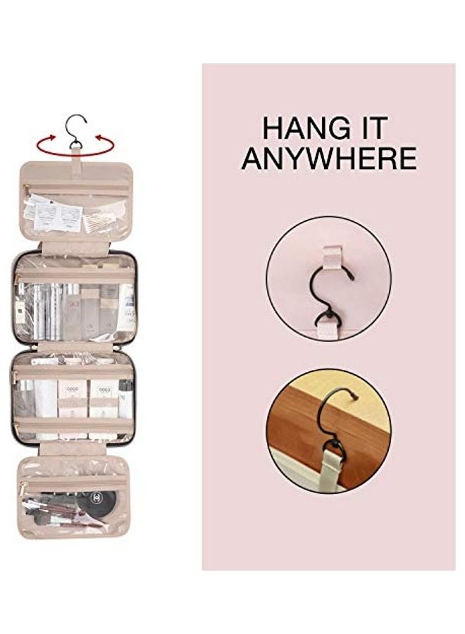 BAGSMART Large Toiletry Travel Bag with Hanging Hook Light Pink  - Image 3