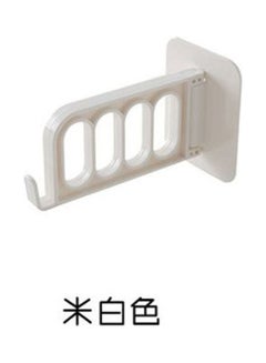 Generic Plastic Wall-Mounted Seamless Clothes Storage Rack Hanger Hook Multi-Function Folding Sticky Hook For Home Bathroom Bedroom White White  - Image 2