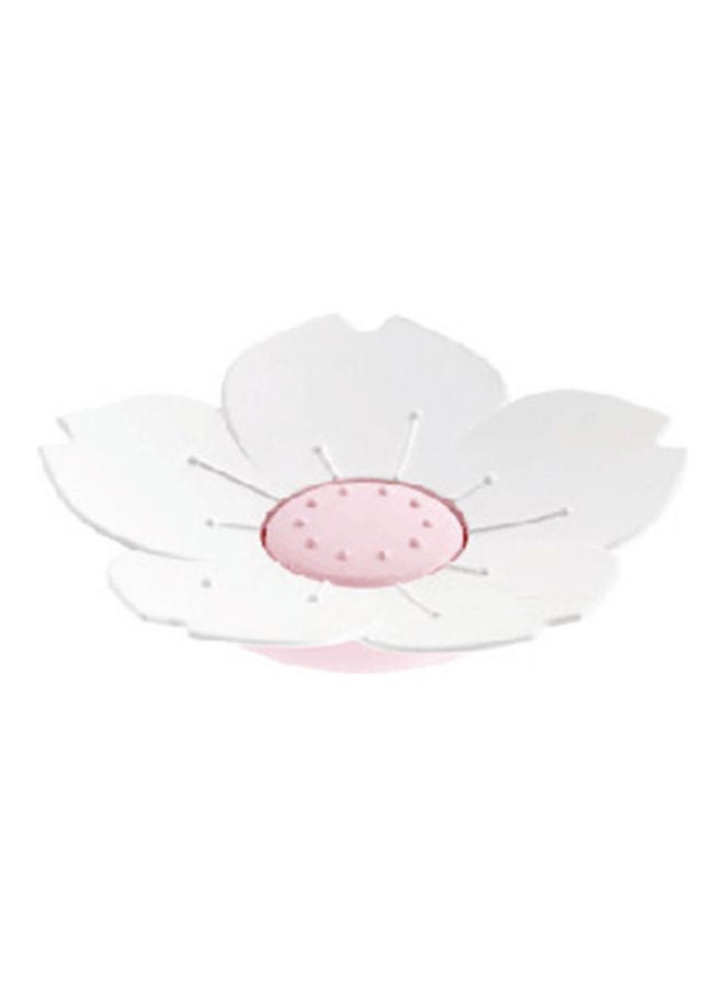 Soap Box,  Sakura Flower Shape Soap Dish Holder White Washroom Decorations White-Pink - Image 1
