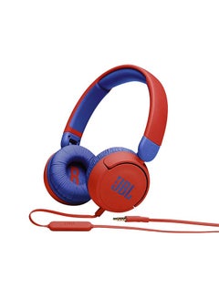 جي بي إل Jr 310 سماعات رأس سلكية للأطفال مع صوت آمن - ميكروفون مدمج - عصابة رأس مبطنة - وسادة أذن - كابل مسطح أحمر أحمر  - Image 1