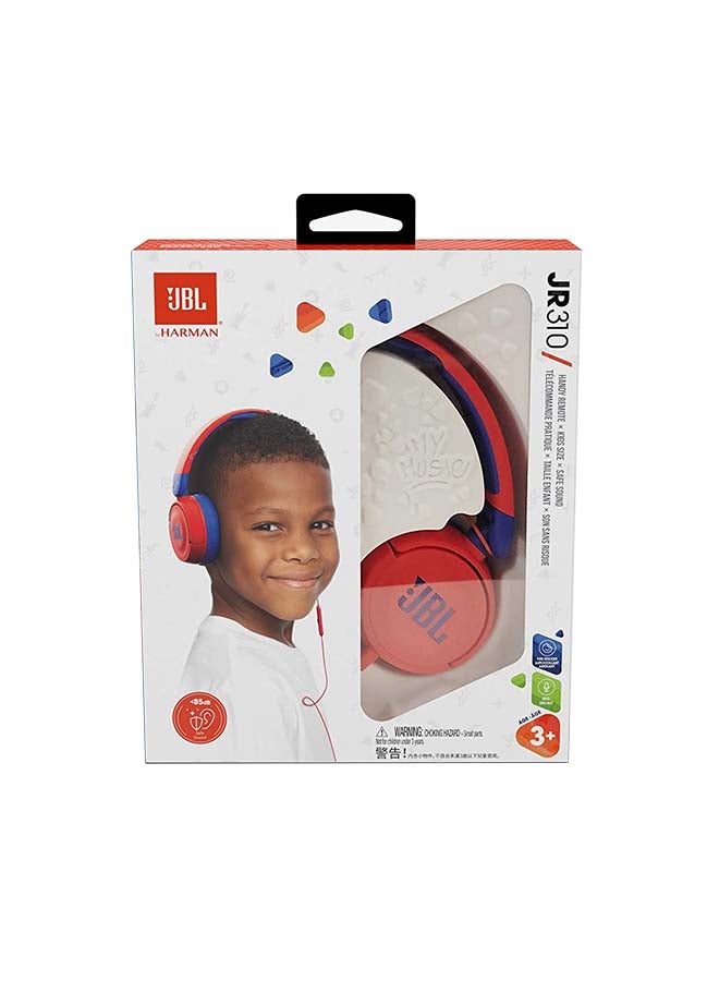 Jr 310 Kid Wired On-Ear Headphones With Safe Sound - Built In Mic - Padded Headband - Ear Cushion - Flat Cable Red - v1626262767/N49060605A_6