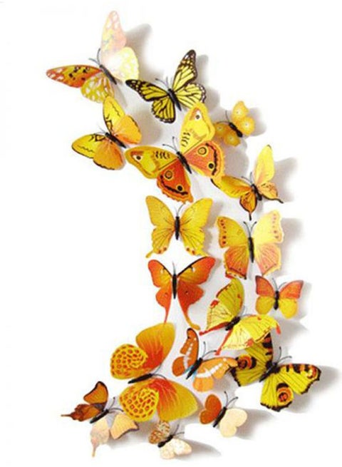 12Pcs Butterfly Plane Wall Sticker Home Decoration Model Multicolour