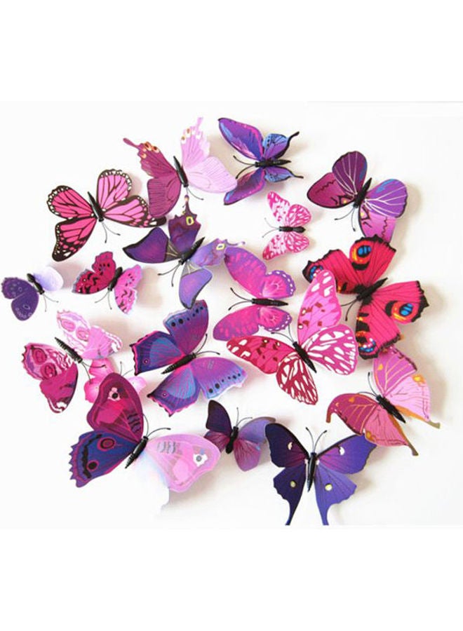 3D Magnetic Refrigerator Sticker Wall Decal Simulation Butterfly Pvc Material Purple Red 12Pcs A Set Multicolour  - Image 1