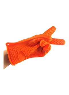 Heat Resistant Waterproof Grip Silicone Cooking Gloves Oven Mitts for BBQ Dishwash Orange - v1626263261/N49146894A_1