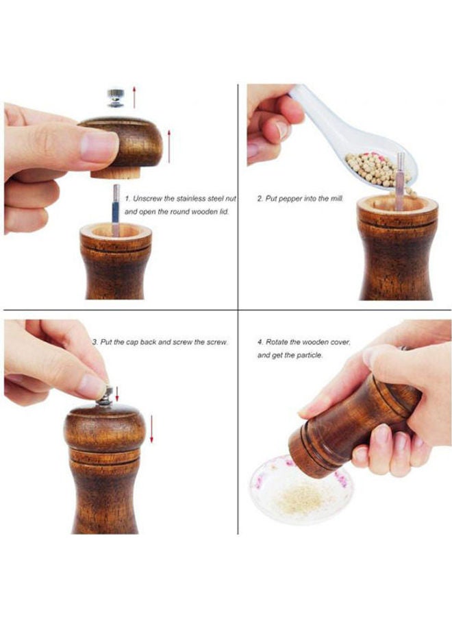 GOMMLE Wooden Pepper Mill - Salt Grinder Shaker Brown 8inch  - Image 2
