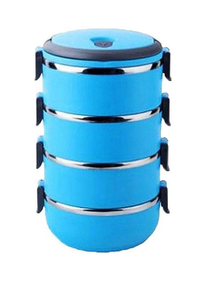 Stainless Steel Lunch Box -4 Tier Blue 10X3.9X4.3cm 