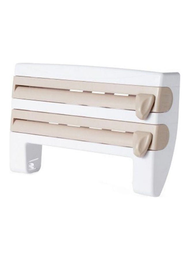 Generic Wall Mounted Kitchen Cling Film Storage Rack Multifunction Kitchenware Hanging Cupboard Storage Holder Home Organization White/Beige  - Image 1