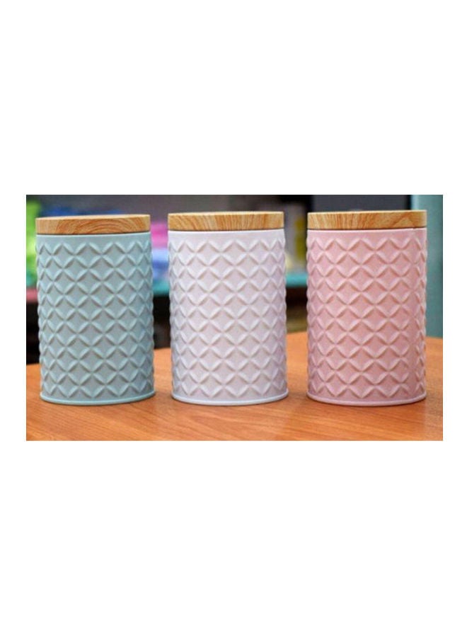 Generic 3 Pcs Metal Sugar Tea Coffee Spice Can Set With Metal Lid 3 Colors Box Multicolour 300ml 