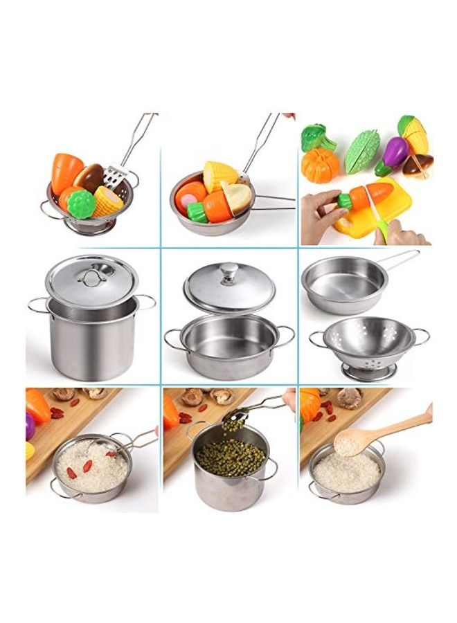 Juboury Kitchen Pretend Play Toy with Stainless Steel Cookware Pots and Pans Set - Image 3