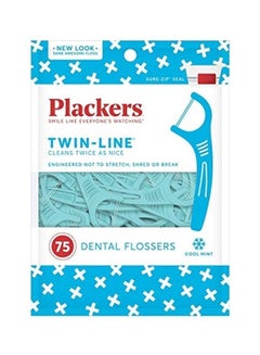 75-Count Placker Twin-Line Dental Floss Picks Blue