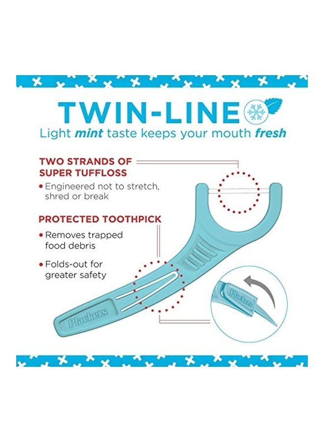 Plackers - 75-Count Placker Twin-Line Dental Floss Picks Blue - Image 1