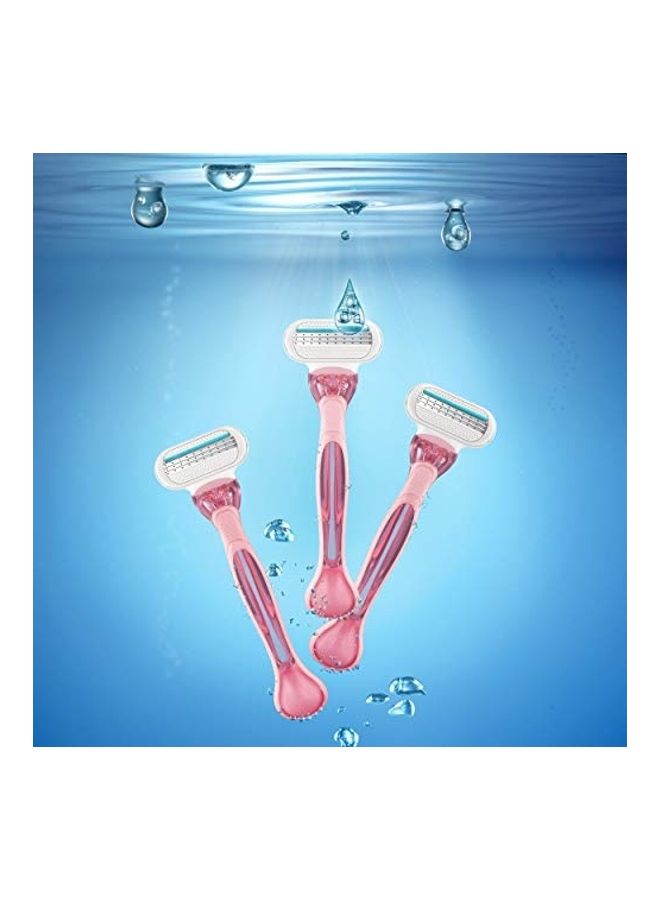 طقم شفرات حلاقة للبشرة الحساسة للنساء للاستخدام مرة واحدة من 3 قطع وردي/ أبيض - Image 4
