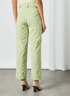 Wide Leg Checked Trousers Green - v1626265821/N47667494V_2