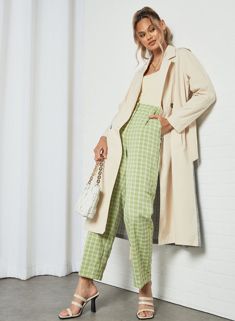 Pimkie - Wide Leg Checked Trousers Green - Image 1