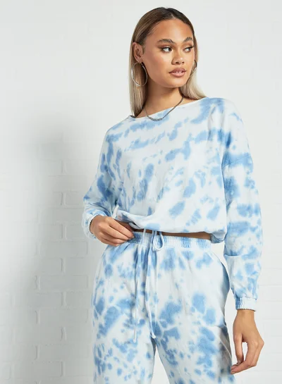 Pimkie Tie-Dye Oversized Sweatshirt Blue