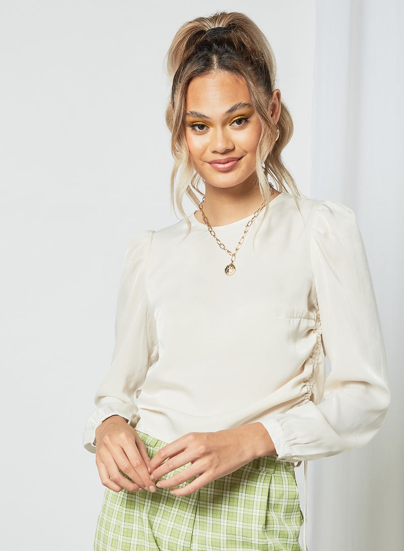 Pimkie Ruched Detail Top Off-White  - Image 1