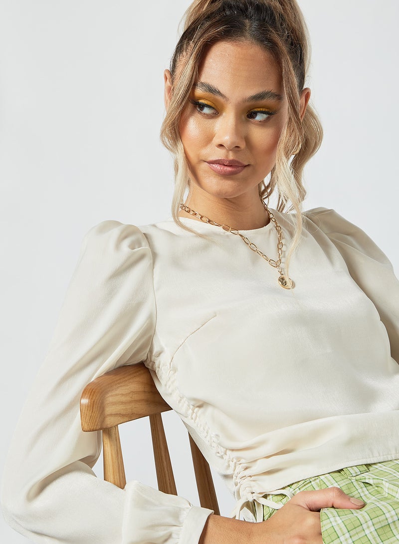Pimkie Ruched Detail Top Off-White  - Image 4