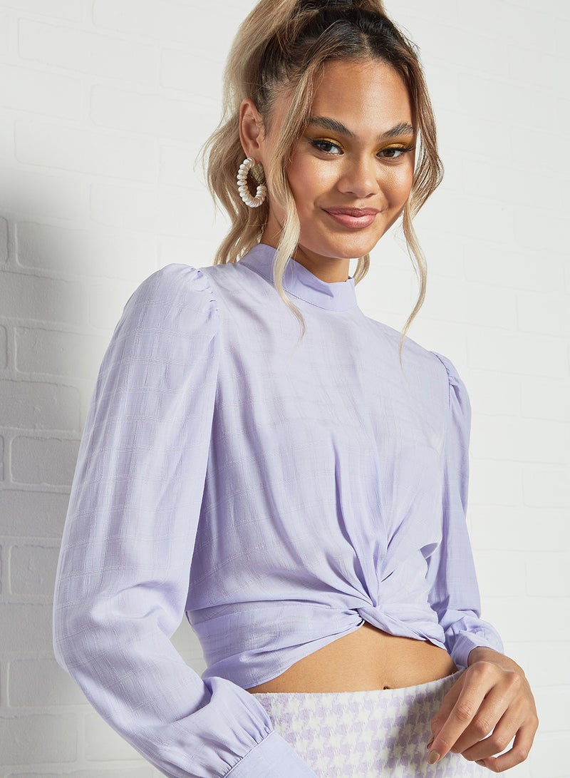 Pimkie Knotted Front Crop Top Purple  - Image 4