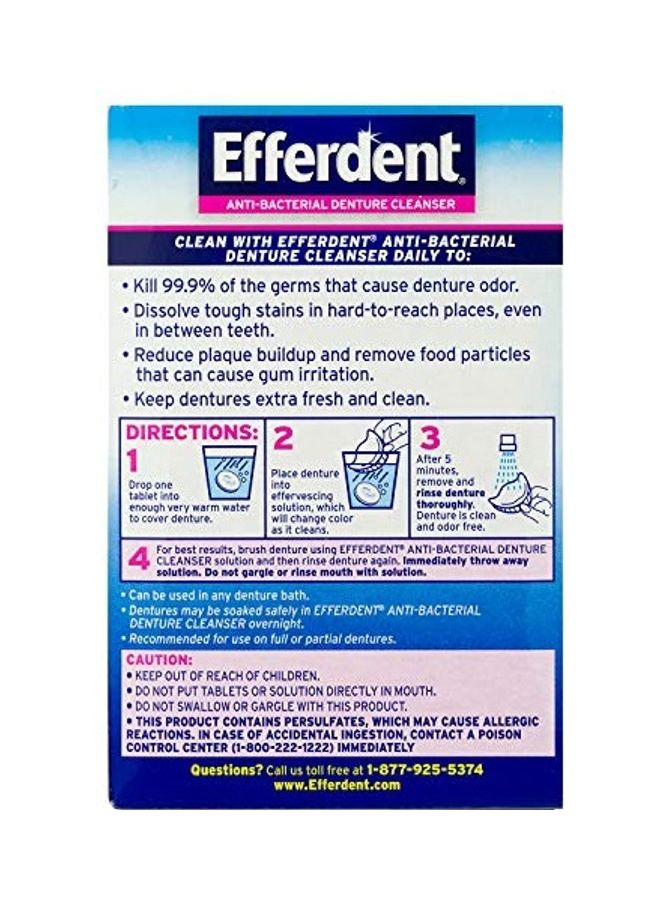 Efferdent 126- Count Anti-Bacterial Dental Cleanser Tablets Multicolour - Image 1