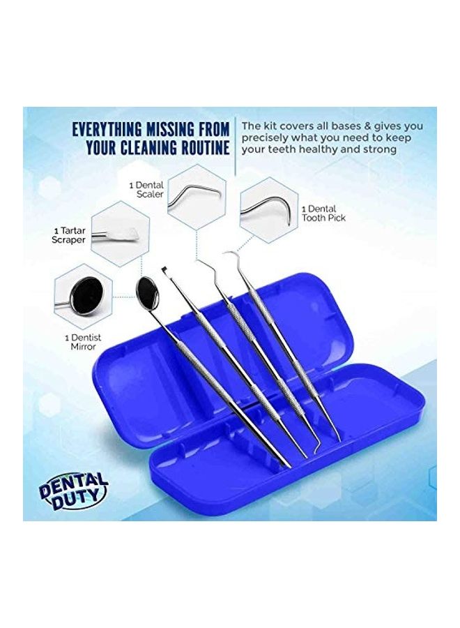 Dental Duty Stainless Steel Calculus and Plaque Remover Set Silver/Blue - Image 2