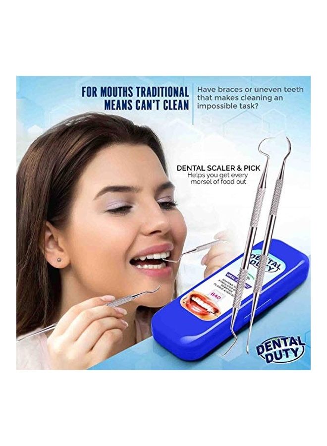 Dental Duty Stainless Steel Calculus and Plaque Remover Set Silver/Blue - Image 3