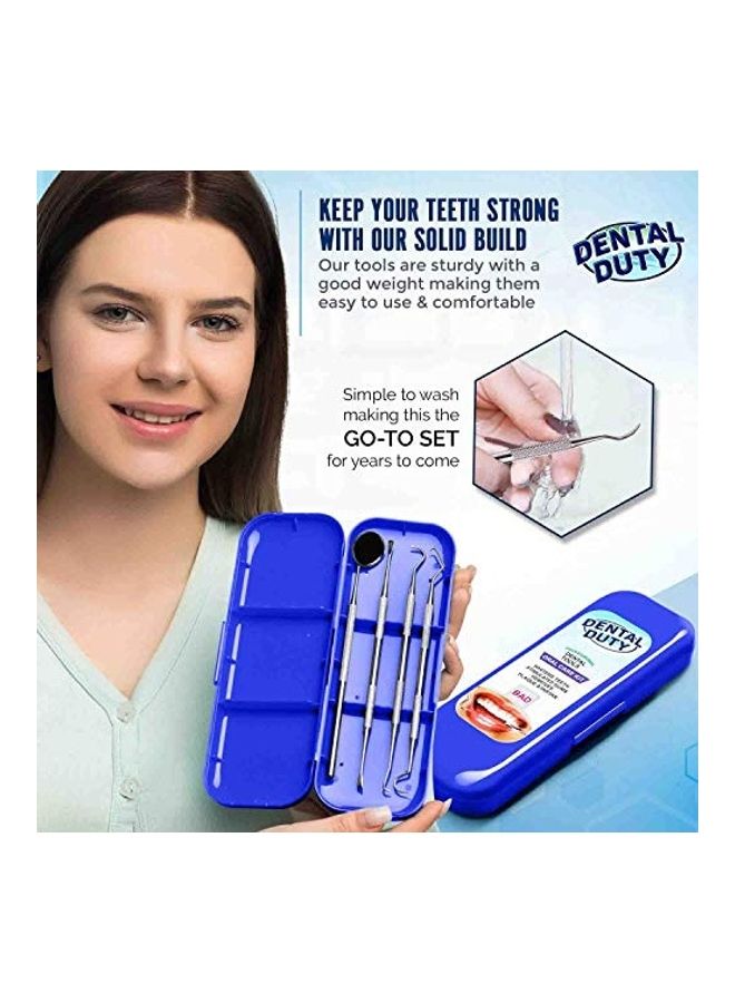 Dental Duty Stainless Steel Calculus and Plaque Remover Set Silver/Blue - Image 5